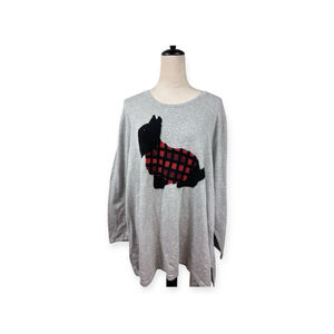 Catherines Scottie Dog Gray Sweater Plus size 3X 26/28